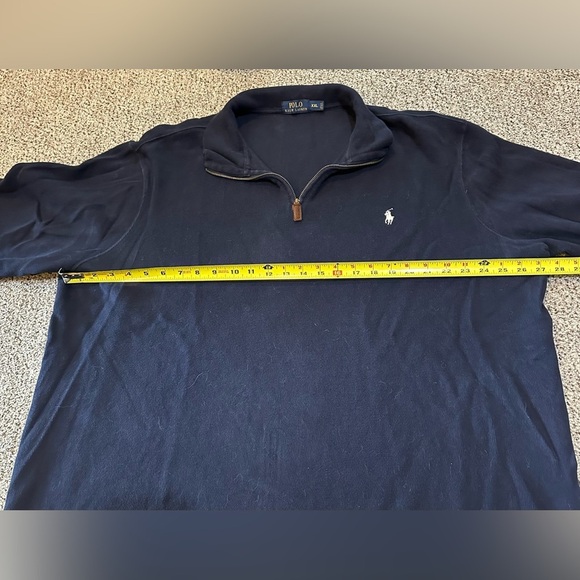 POLO RALPH LAUREN XXL Washed Navy Blue Mesh Knit 1/4 Quarter Zip R $138 - Picture 5 of 6